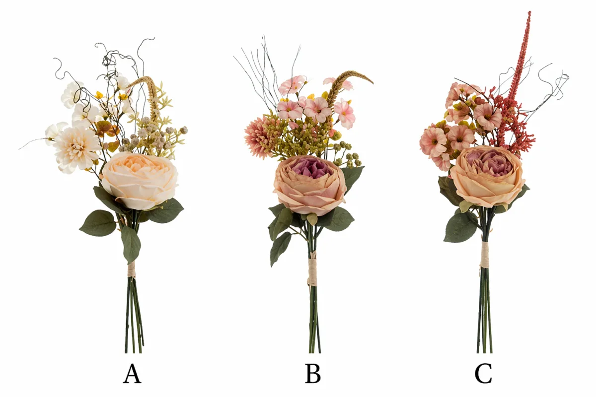 Mazzetto fiori artificiali Blanc Mariclò - immagine 5