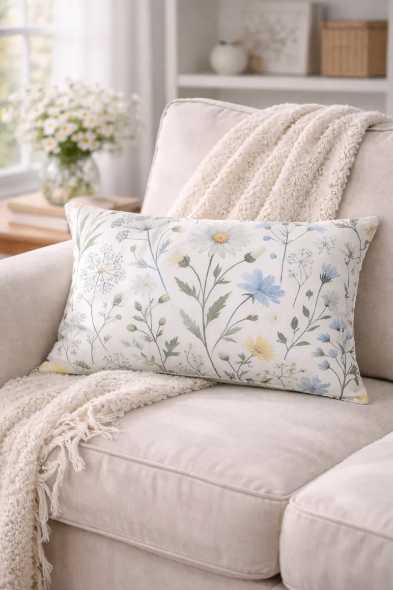 Federa Cuscino 35x50 cm Floreale Beige Clayre & eef
