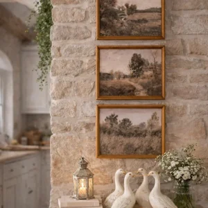 Quadro Paesaggio Vintage in Legno di Abete 30,5 cm