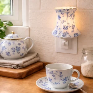 Lampada notturna in porcellana blu