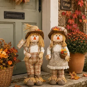 Spaventapassero Decorativo Autunnale in Tessuto Stile Country Americano