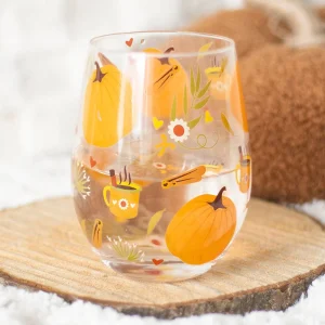 Bicchiere in vetro con decoro autunnale