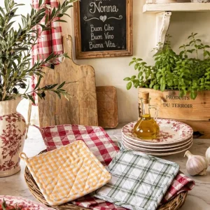 Presina Cucina Country Chic 20x20 cm in Cotone – Collezione Osteria Chic Blanc Mariclò